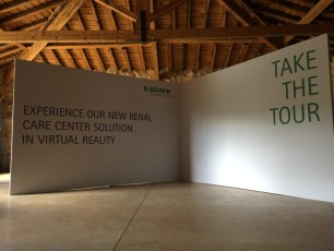 Graphic Print AV-Drop Modular Backdrop set as corner for Braun corproate event